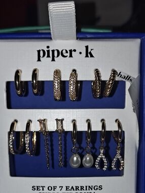 piper•k Gold Mixed Hoop & Drop Earring Set - Gold